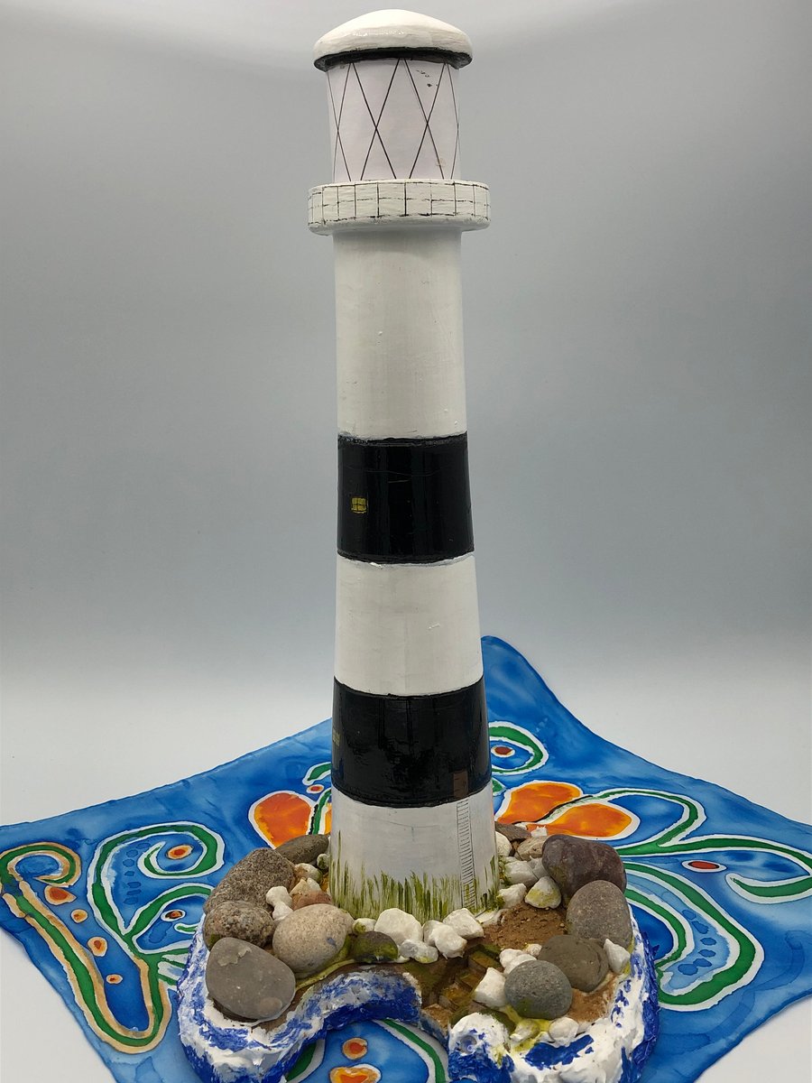 Light House Salt, pepper or spice Grinder. Hand painted with ceramic mechanism.