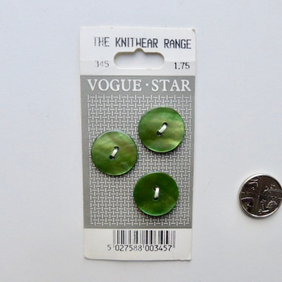 Reserved for Anna. Emerald green shell buttons, vintage Vogue buttons.
