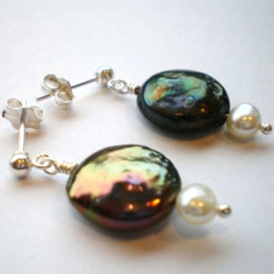 Mothers Day Shimmery Pearl Silver Earrings