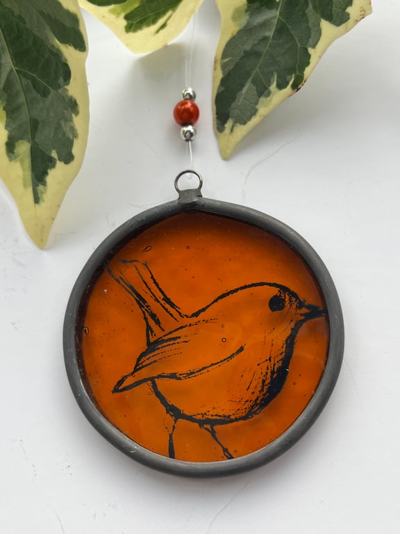 Stained glass bird Roundel 