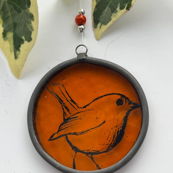 Stained glass bird Roundel 