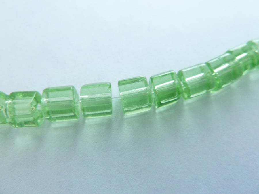 green glass cube beads