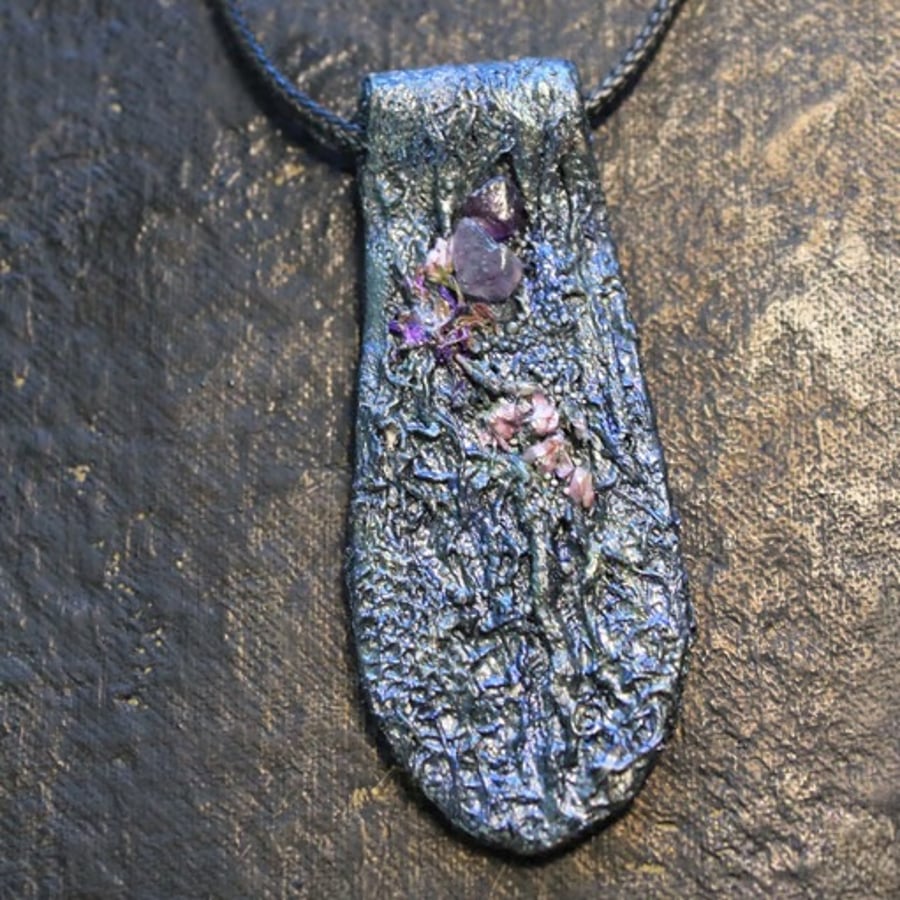 Rustic, boho chic wearable art pendant 