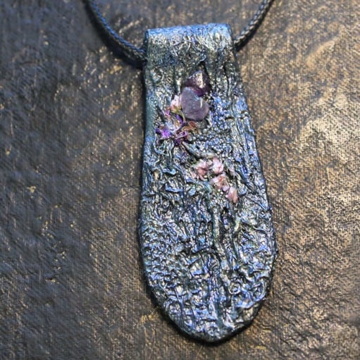 Rustic, boho chic wearable art pendant 
