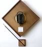 Diamond Pendulum Wall Clock In Olive Wood and Black Walnut with Inlaid Markers. - Image 9