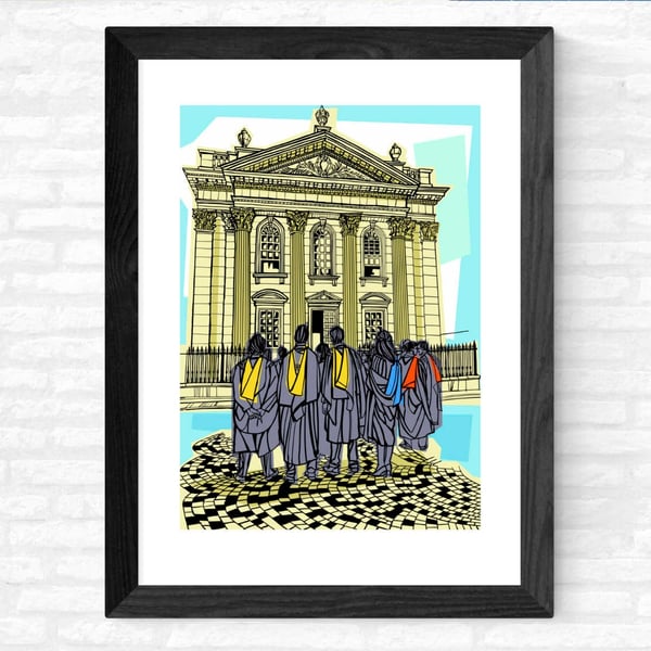 CAMBRIDGE UNIVERSITY Graduation print, Senate House, 3 sizes, Signed and Titled