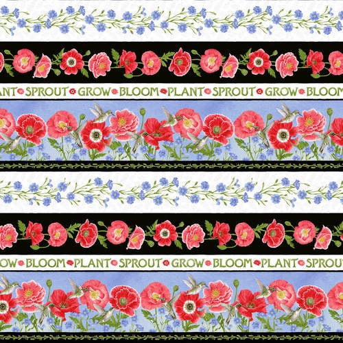 Half A Meter Of Poppy Meadows Stripe 100% Cotton Fabric