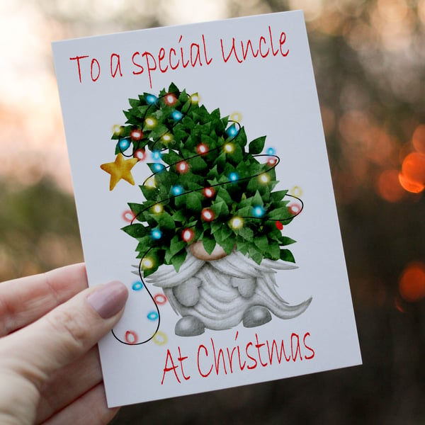 Special Uncle Gnome Christmas Card, Uncle Christmas Card, Personalized Card