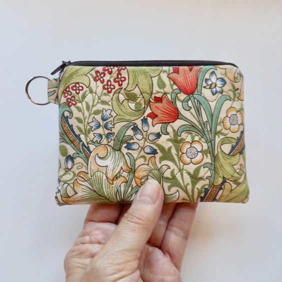 Coin purse mini make up in Golden Lily by William Morris fabric 