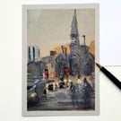 Blank greetings card A5 Charles Cross Plymouth from original  painting