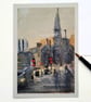 Blank greetings card A5 Charles Cross Plymouth from original  painting