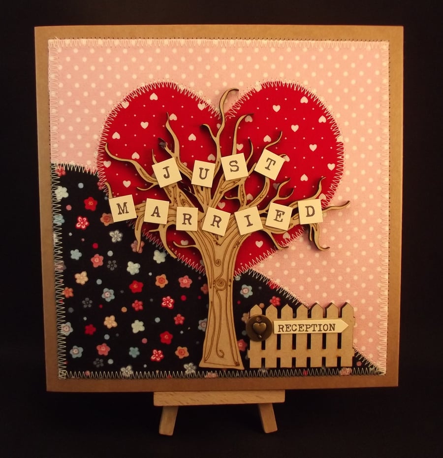 Just Married Wedding Day Fabric card