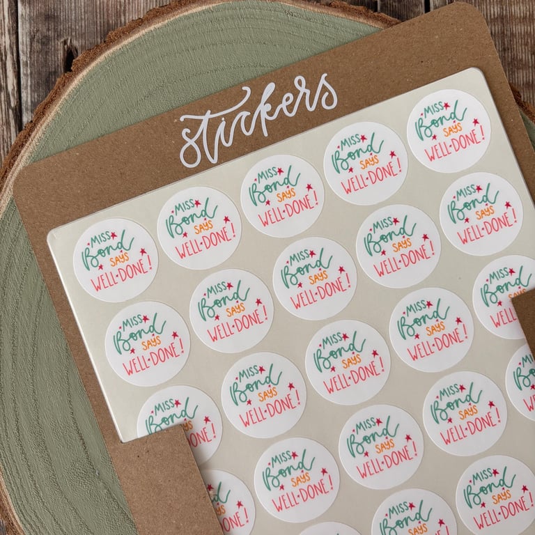 Personalised Teacher Stickers: Well Done Reward Stickers