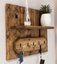 Handmade Reclaimed Pallet Wood Shelf with Hooks - Wall Mounted - Hallway Storage - Image 4