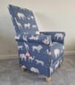 Prairie Animals Armchair Blue Adult Chair Safari Accent Lions Small Nursery Cats - Image 3