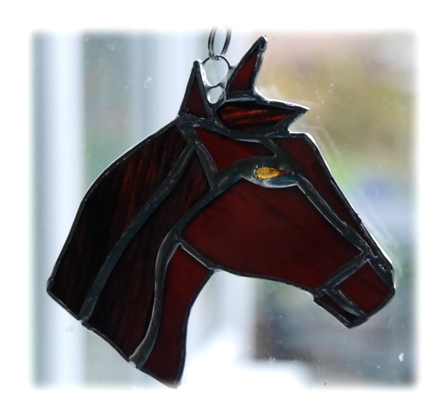 Horse Suncatcher Stained Glass Horsehead Brown 077