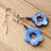 Blue Shell Flower Bead Earrings