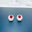 Earrings, polymer clay skull studs, lightweight and hypoallergenic