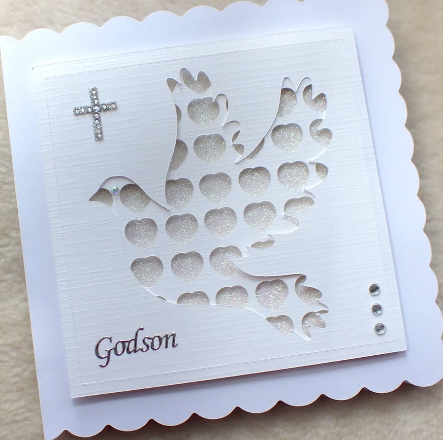 Luxury Handmade Godson Christening Card