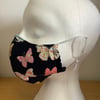 Lovely Navy Butterfly Cotton Face mask, Reusable face mask, face covering.