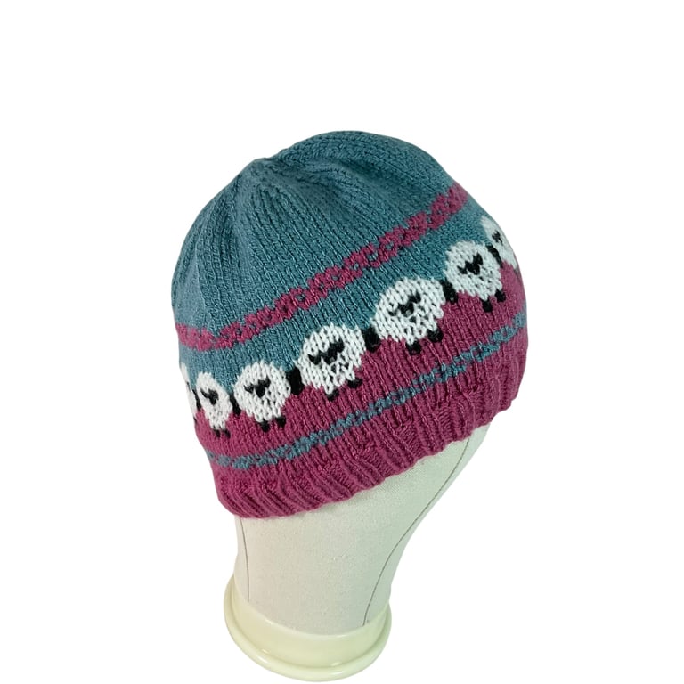 Sheep acrylic hat, farm lovers beanie 