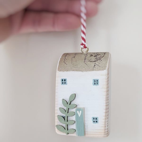 Wooden Painted House Hanging Decoration