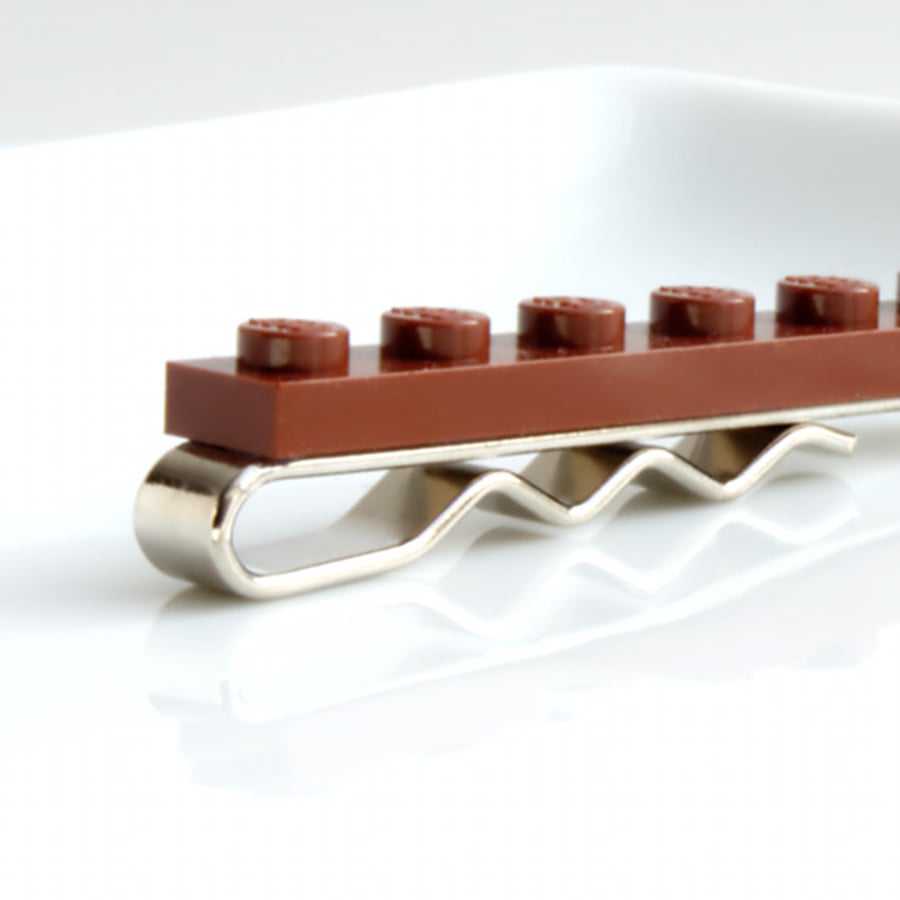Brown Lego Tie Clip for Weddings Fun & Special Occasions, more colours available