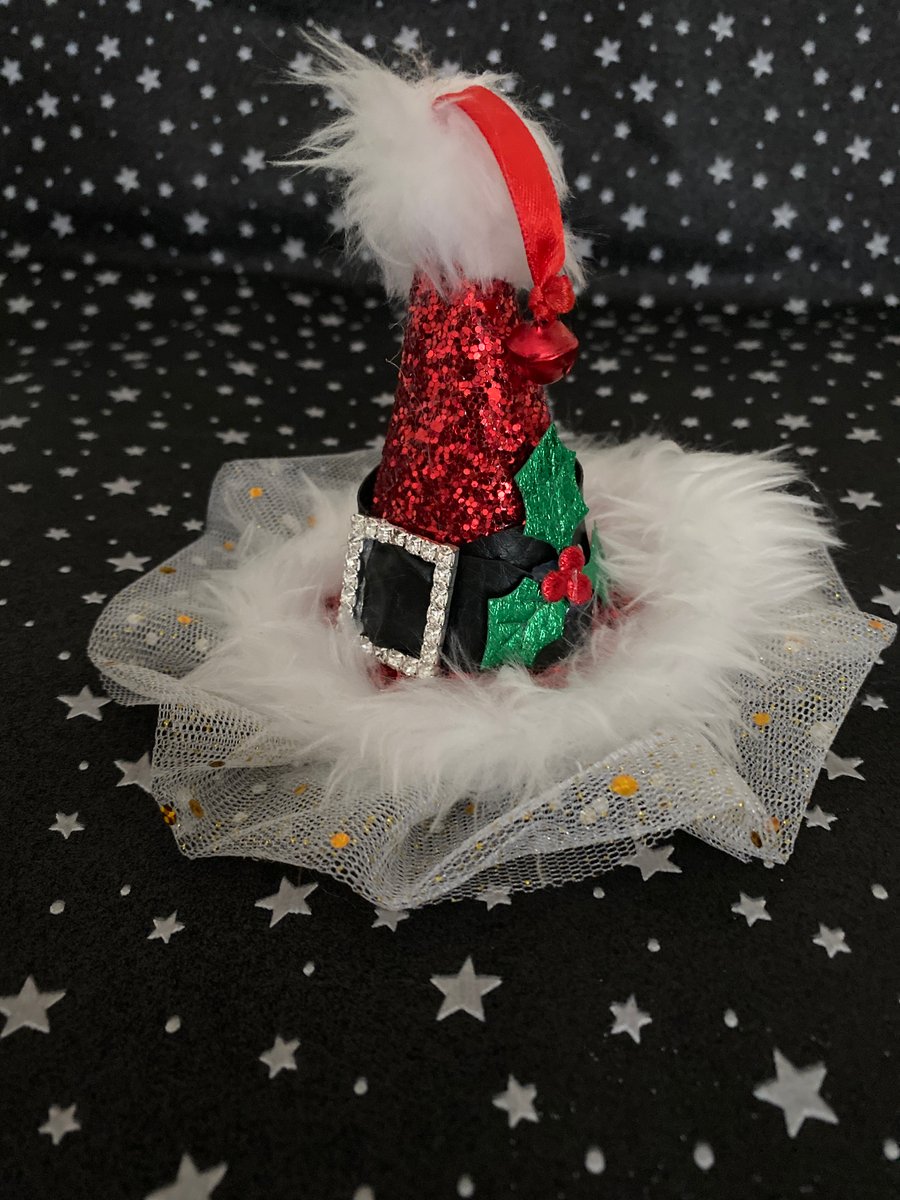 Glitter Christmas hat clip