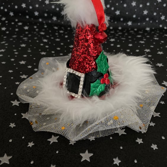 Glitter Christmas hat clip