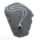 Black Tourmaline Sterling Silver Gemstone Pendant Necklace