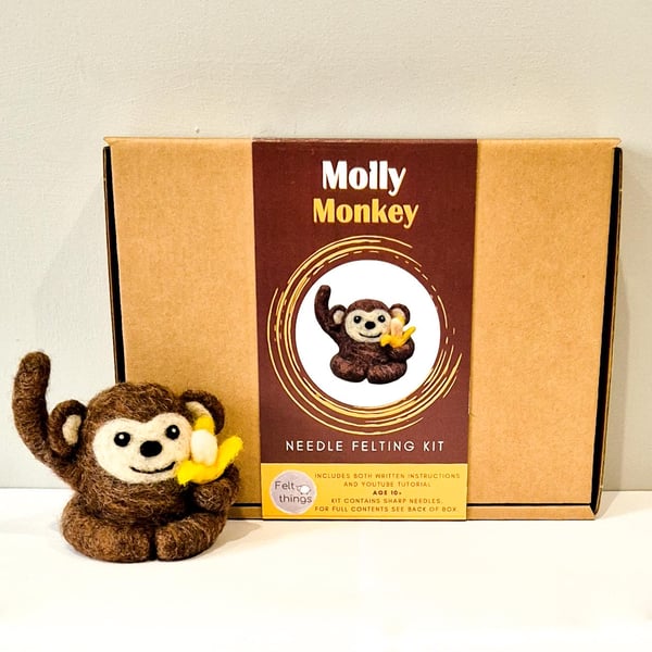 Molly Monkey Needle Felting Kit: Beginner Craft for Adults & Kids