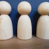 5 x Rounded  body 7cm peg dolls Lady , princess, Bride,  beechwood 