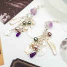 Pearl Earrings - Amethyst Statement Celestial Dangle Gemstone Beaded Earrings 