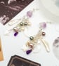 Pearl Earrings - Amethyst Statement Celestial Dangle Gemstone Beaded Earrings 