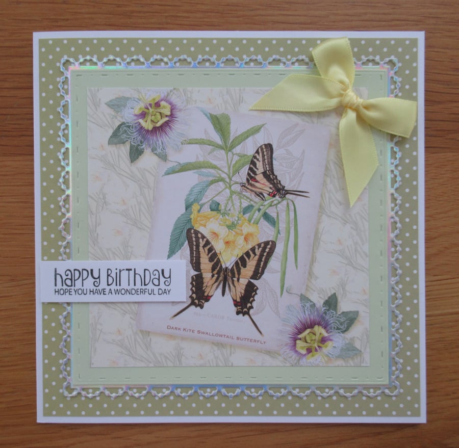 Butterflies Birthday Card - Green