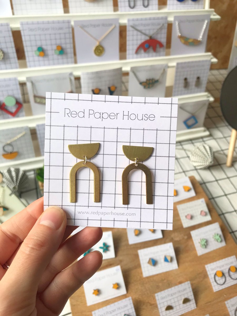 Cleo Curve Brass Geometric Earrings