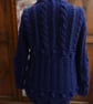 Ladies Navy Long Length Cardigan Hand knitted jacket Popcorn Chunky Wool Cable k - Image 2