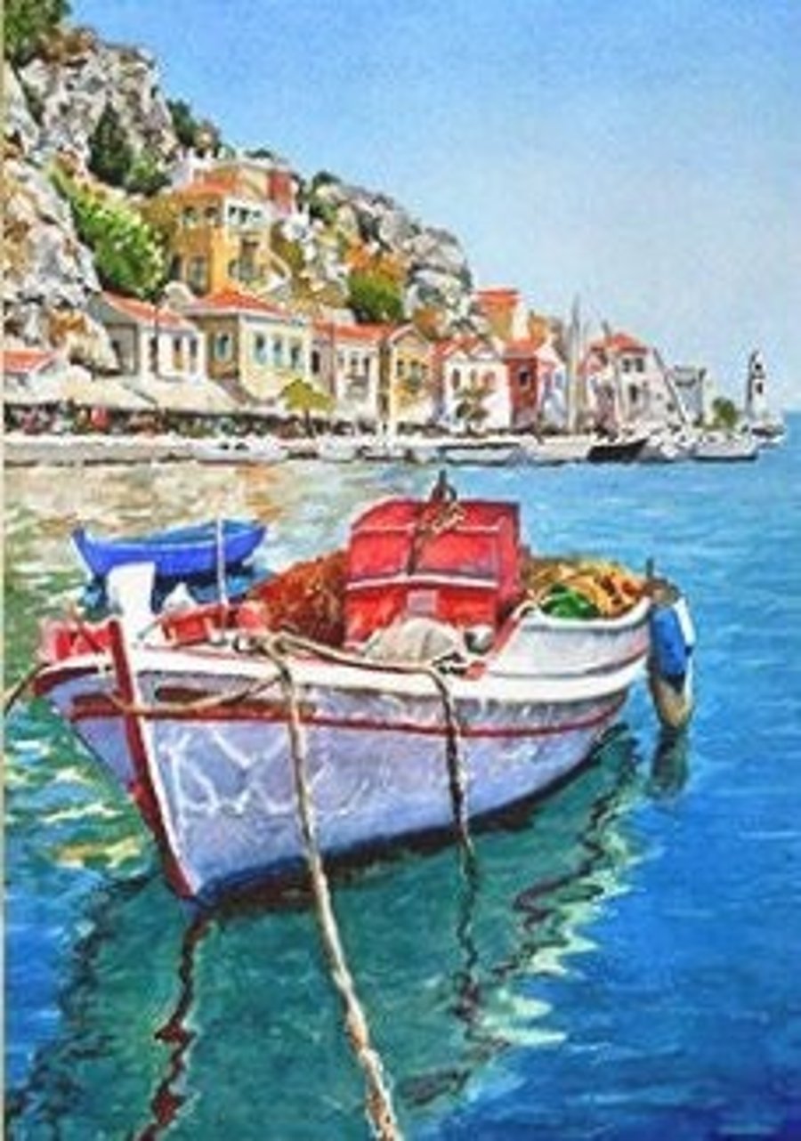 5D DIY Scenic Boat Diamond Art Painting for Adults & Kids 40 x 30cm, Round Cryst
