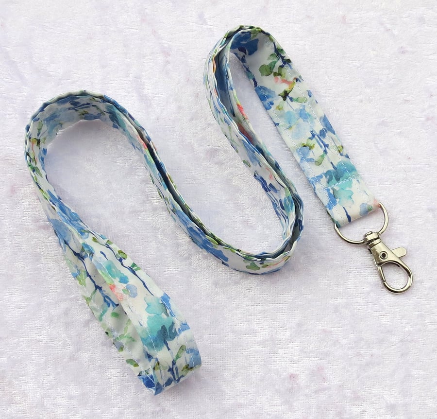 Liberty Tana Lawn lanyard, with swivel lobster clip, floral lanyard