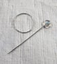 Shawl Pin, Sterling Silver Flower with White Shimmer Dichroic Glass - Image 5