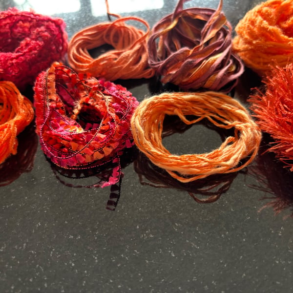 8 bundles of 3 metre lengths textured yarns 