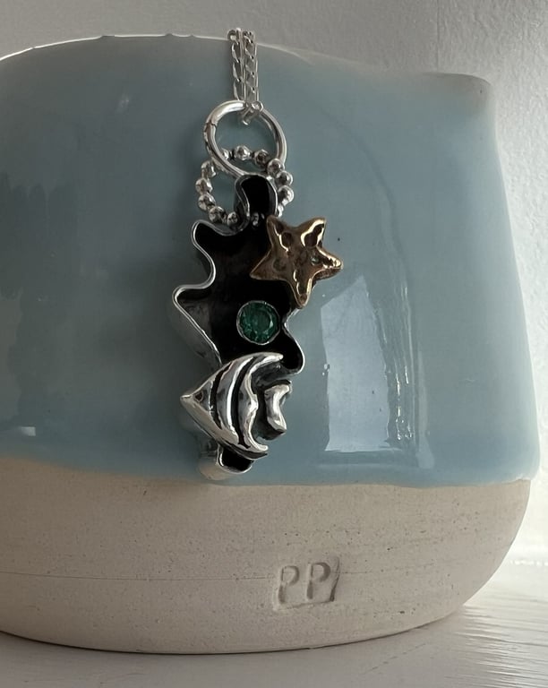 Reef Fish Shimmer silver pendant