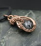 Copper Wire Weave Wrapped Snowflake Obsidian Pendant - Image 2