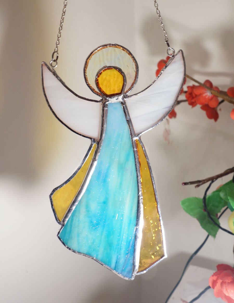 Guardian Angel Stained Glass Suncatcher