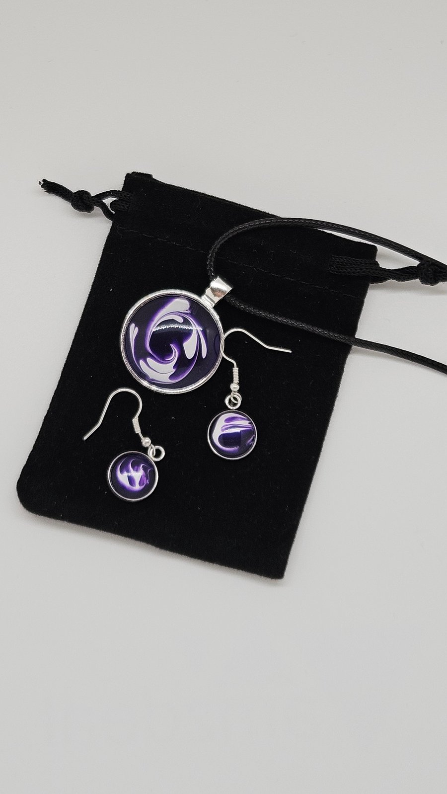 Handmade Fluid Art Pendant and Earrings