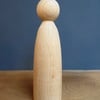 12cm BEECH SCANDINAVIAN STYLE SLENDER TALL PEG DOLL