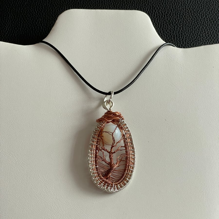 Beautiful Full Moon Tree Of Life Wire Wrapped Pendant