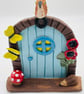 Magical fairy door with poppies & sunshine yellow butterflies - Image 1