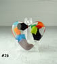 Multicoloured fused glass heart pocket hug with stand 5x4.5cm (24)