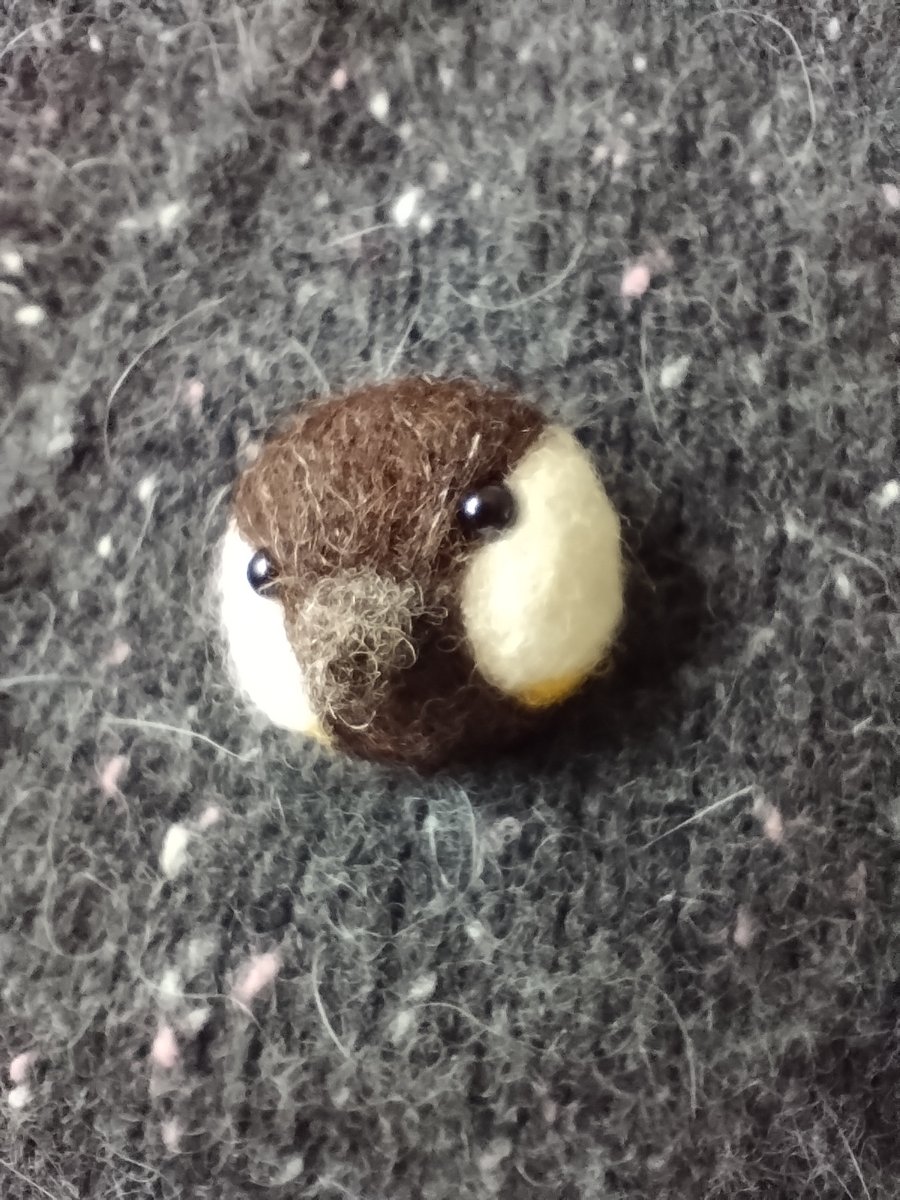 Needle felted Great Tit brooch